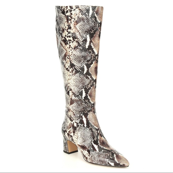 Alex Marie Shoes - NEW Alex Marie Pamilla Snakeskin Brown Tall Heeled Boots